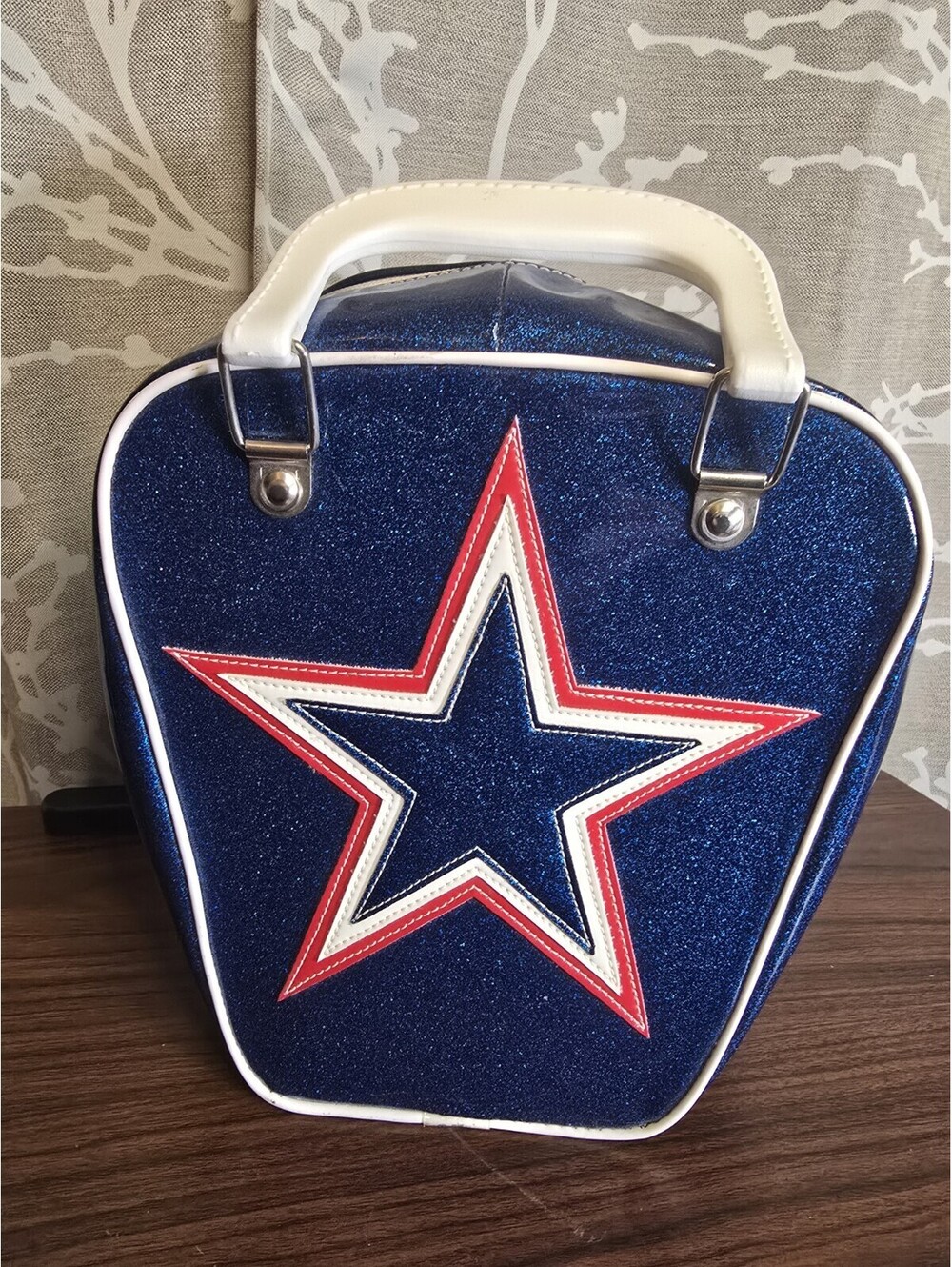 Vintage Custom Red White & Blue Star Bowling-Bag Inspired Purse Marvel Style